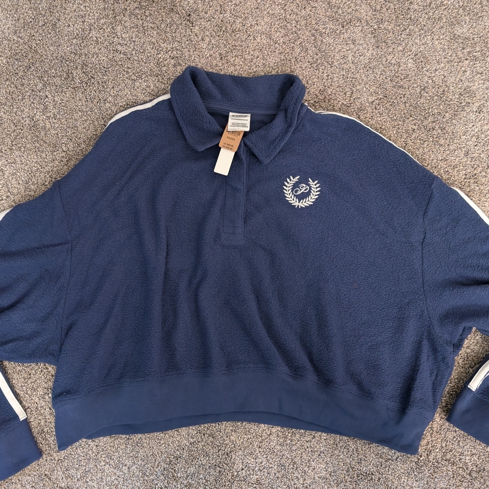 PINK By Victoria's Secret NWT Navy Crop Soft Sweatshirt Size XXL